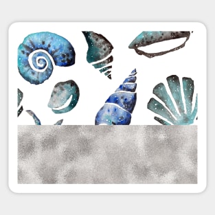 South pacific sea shells - silver graphite Sticker